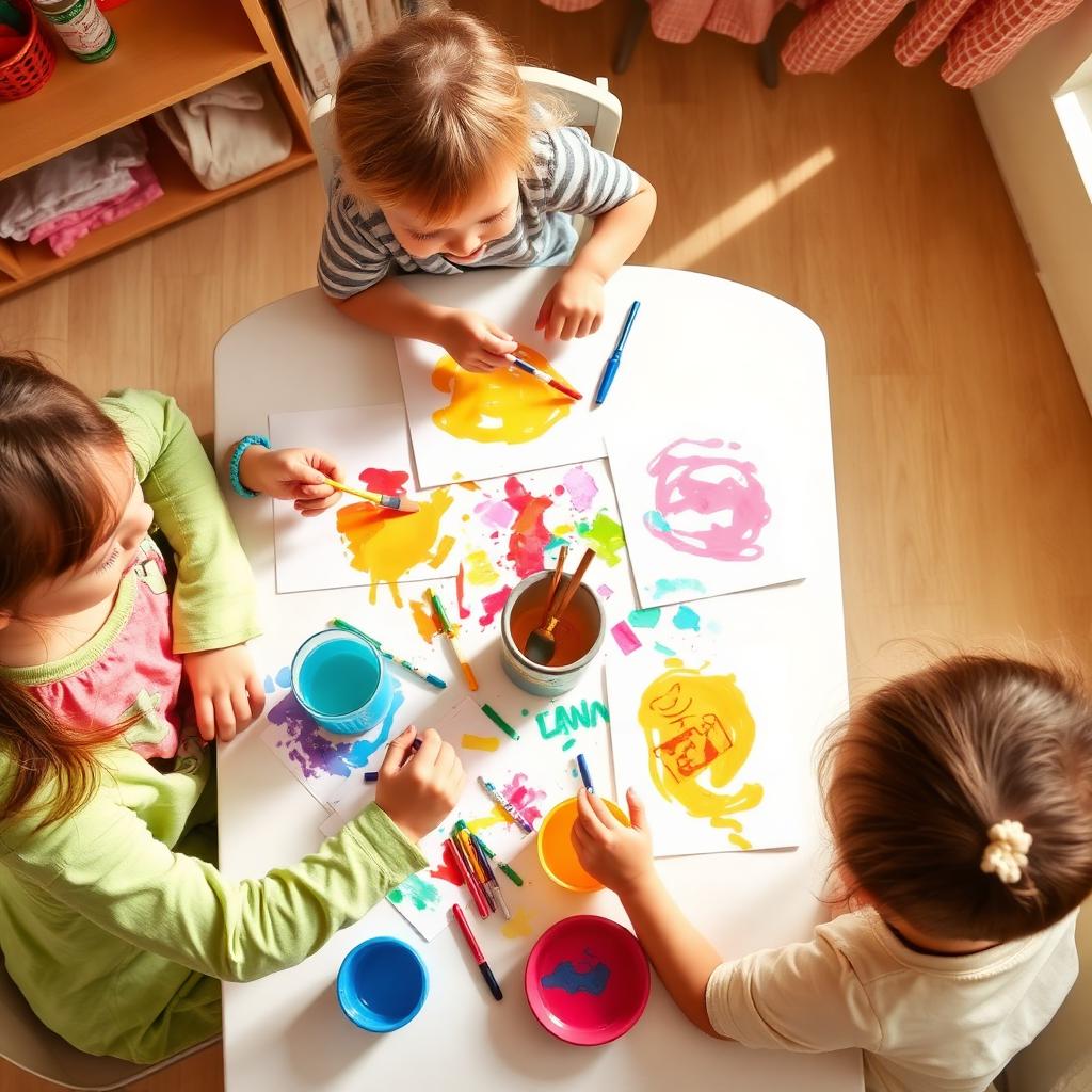 Niños haciendo manualidades