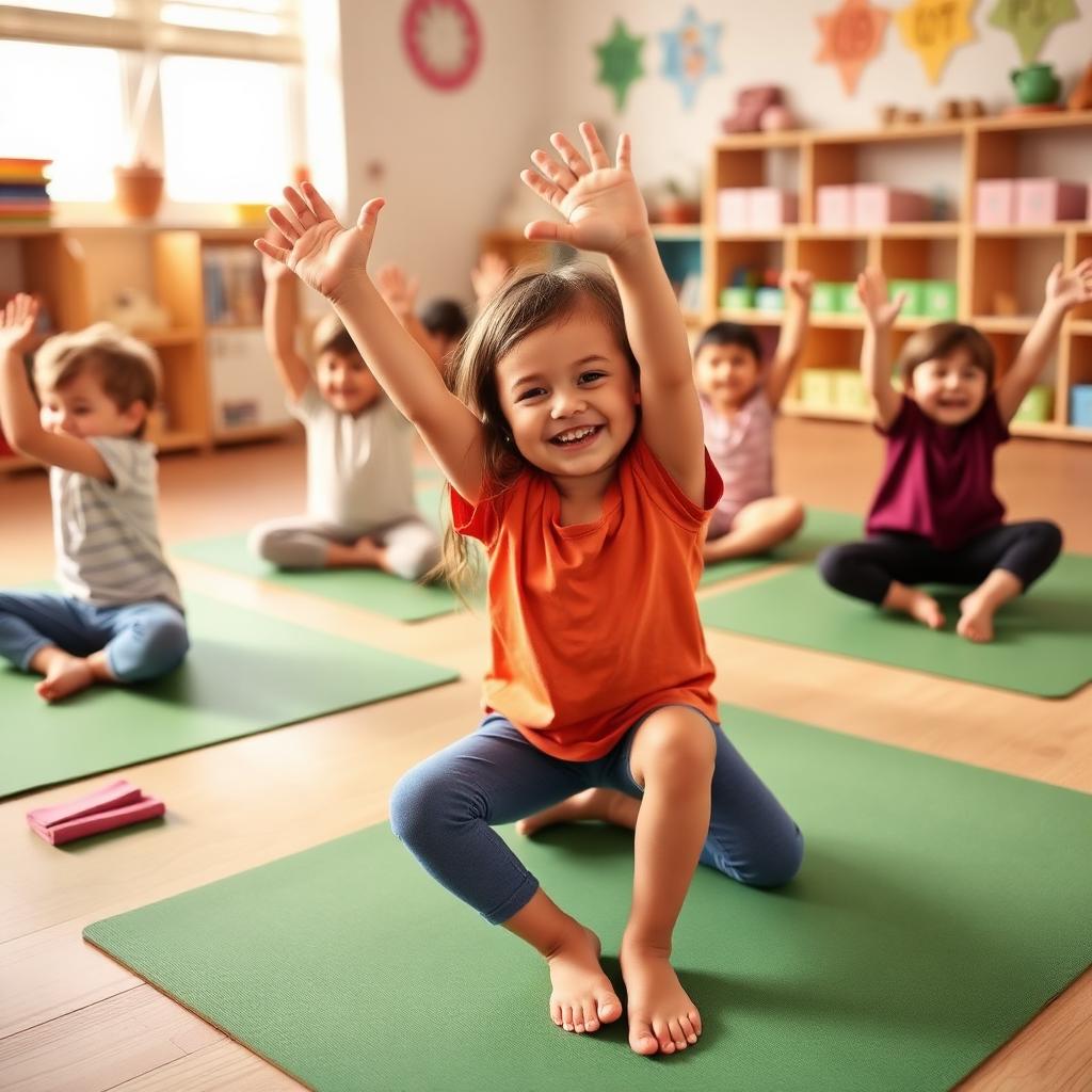 Niños en clase de yoga